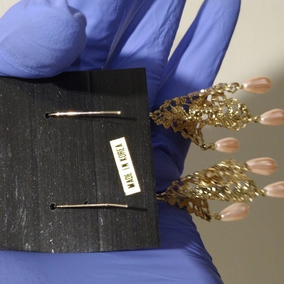 Women's Gold-tone Filigree Design 3.5" Long Beaded Drop Dangle Earrings, #6 - Picture 4 of 5